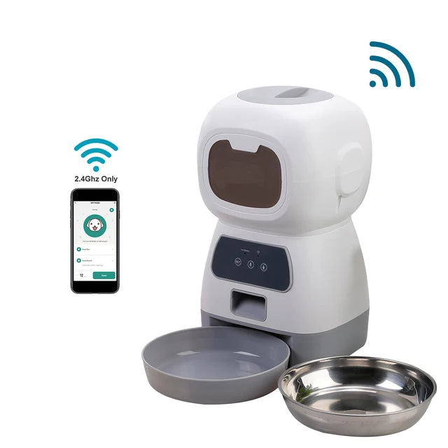 WiFi Smart Pet Feeder with Voice Recorder - 3.5L Automatic Cat & Dog Food Dispenser