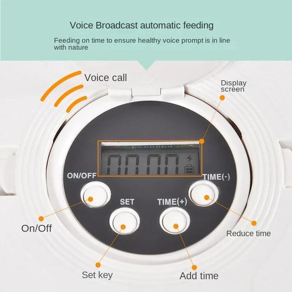 Automatic Pet Feeder: Timed, 6 Grids, Voice Recorder