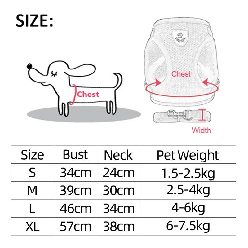 Polyester Mesh Cat Harness Vest with Adjustable Lead Leash for Walking