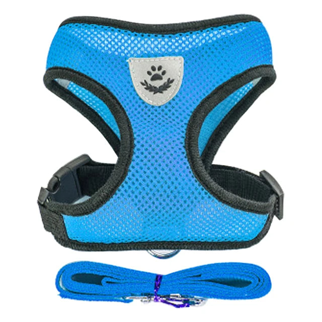 Polyester Mesh Cat Harness Vest with Adjustable Lead Leash for Walking