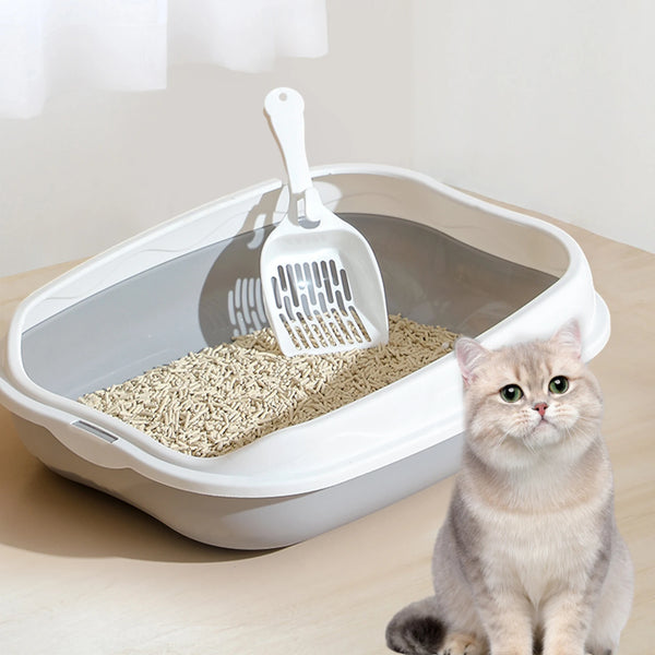 Portable Semi-Closed Cat Litter Box: Ideal for Medium to Large Cats