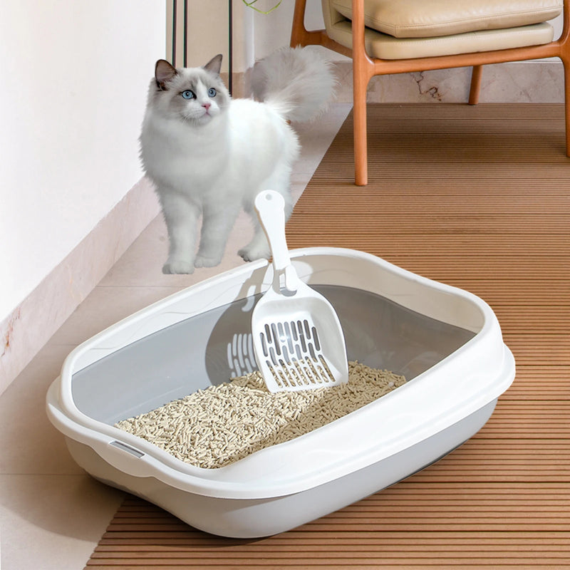 Portable Semi-Closed Cat Litter Box: Ideal for Medium to Large Cats