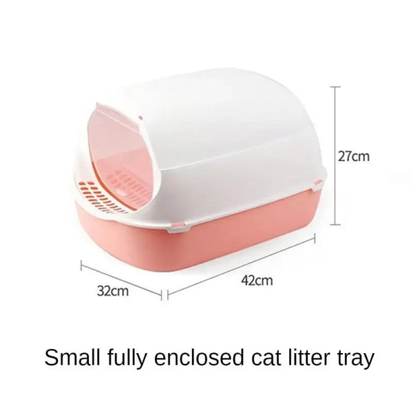 Fully Enclosed Cat Litter Pan with Front Lift Lid - High Fence, Leak-Proof