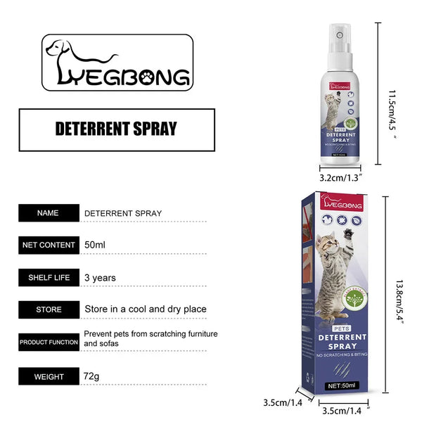 Cat Scratch Deterrent Spray - Natural, Orange Scent, Safe for Furniture