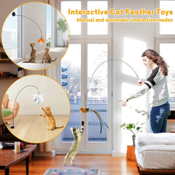 Interactive Cat Wand Toy with Suction Cup and Feather Replacements