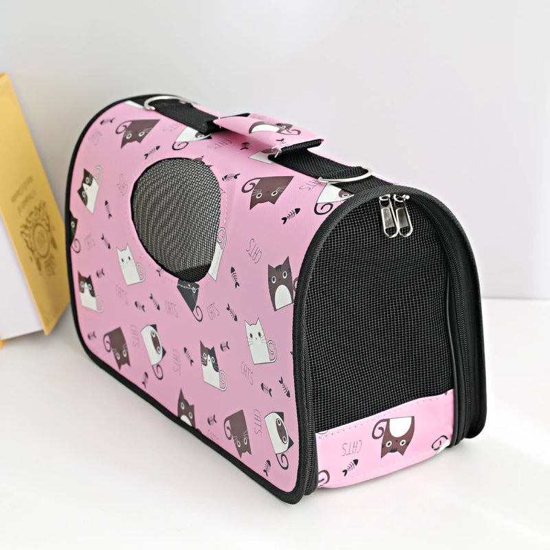 Foldable Crossbody Pet Backpack: Portable One-Shoulder Dog/Cat Carrier Bag.