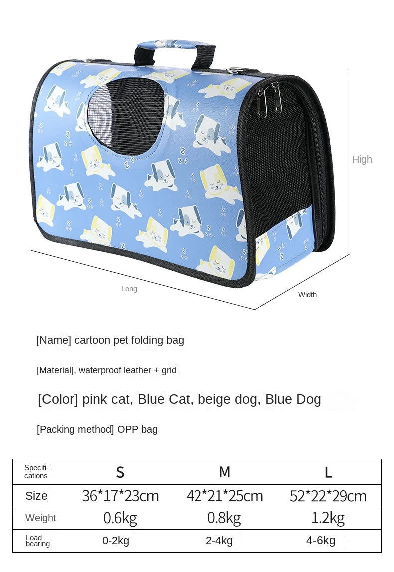 Foldable Crossbody Pet Backpack: Portable One-Shoulder Dog/Cat Carrier Bag.