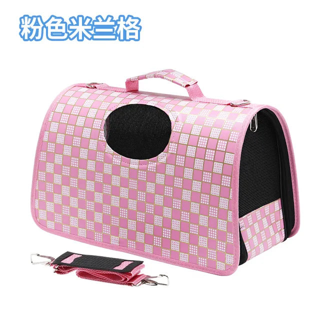 Foldable Crossbody Pet Backpack: Portable One-Shoulder Dog/Cat Carrier Bag.