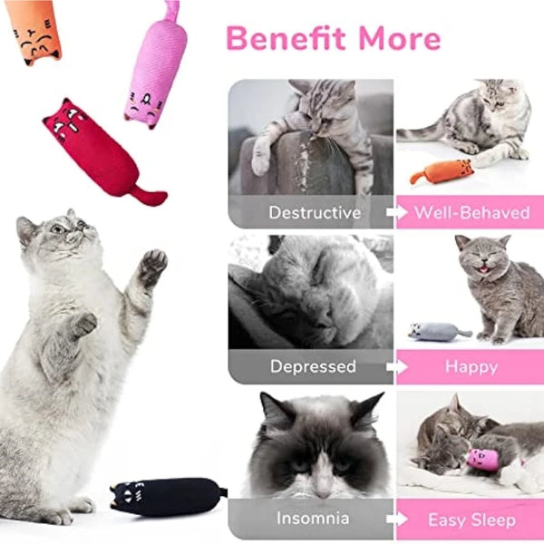 Rustle Sound Catnip Toy - Cute Thumb Pillow for Kitten Teeth Grinding, Cat Plush Toy, Pet Accessories