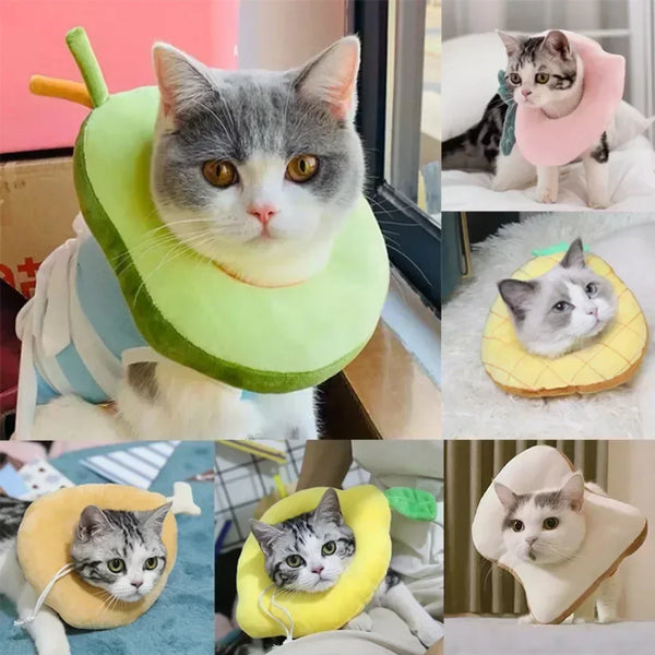 Soft Cotton Pet Elizabethan Collar - Cute Toast & Avocado Shaped