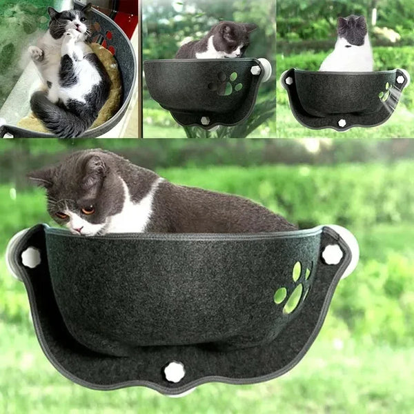 Hanging Cat Bed with Cushion and Strong Suction Cups