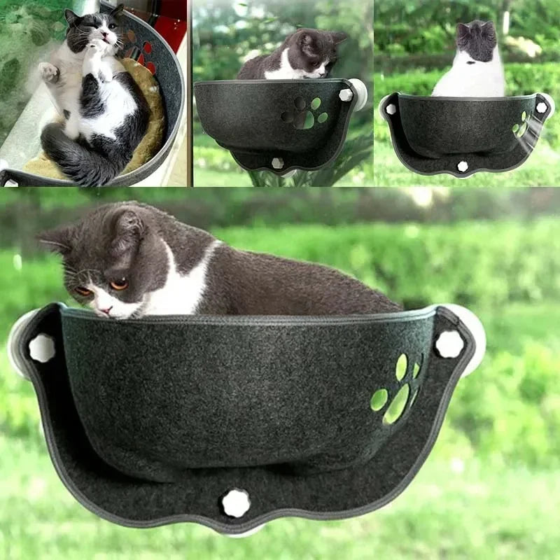 Hanging Cat Bed with Cushion and Strong Suction Cups