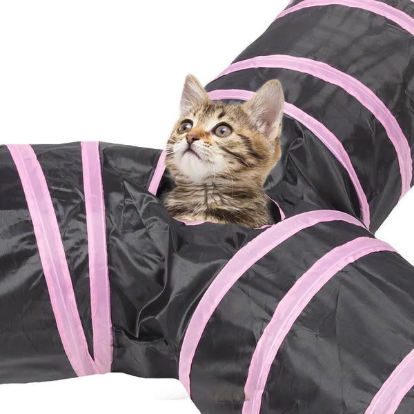 Wear-Resistant Foldable Cat Play Tunnel with Crinkle Toy