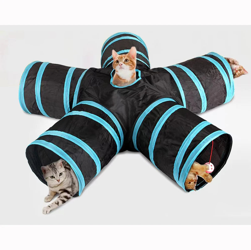 Wear-Resistant Foldable Cat Play Tunnel with Crinkle Toy